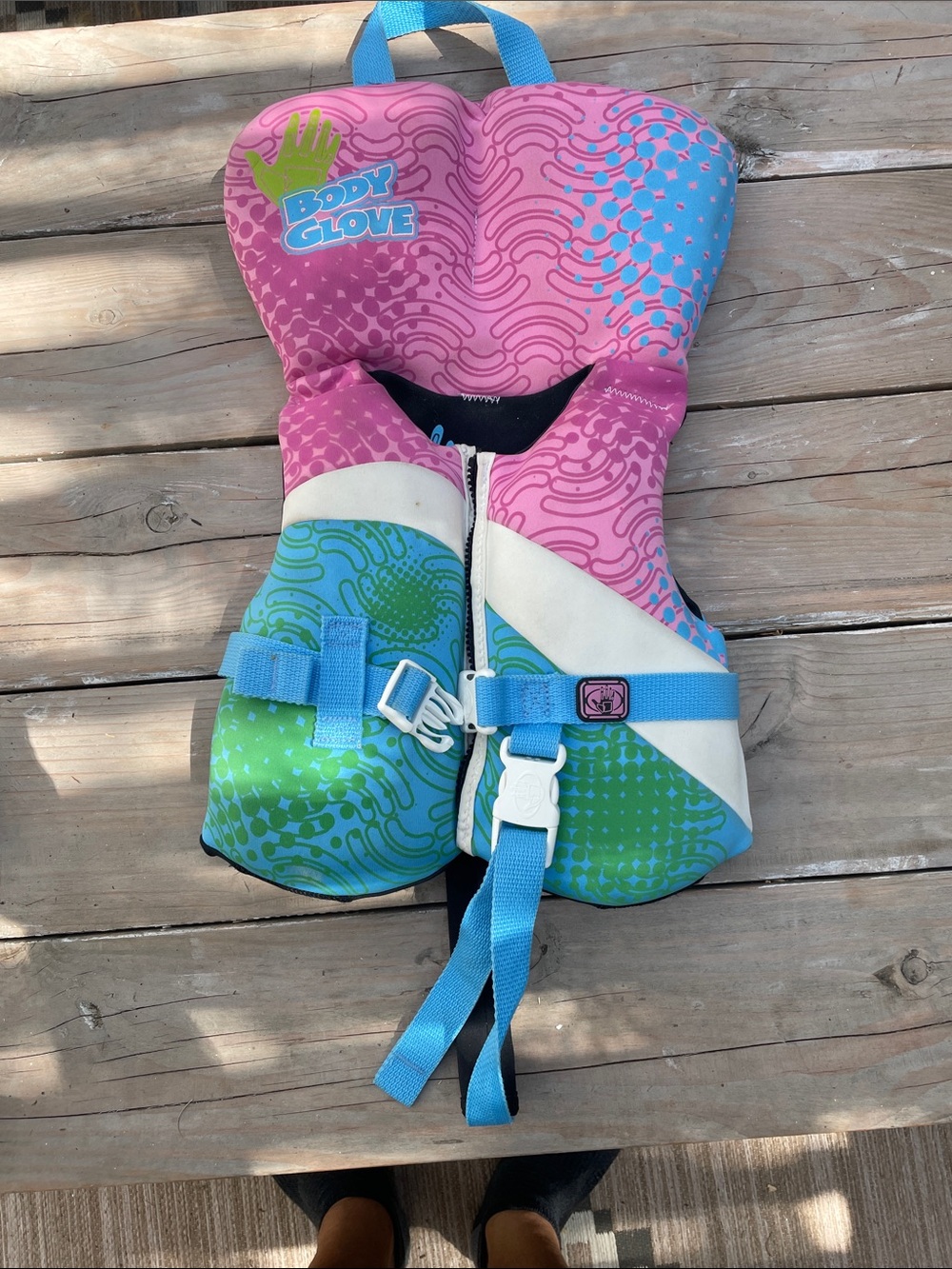Body Glove Kids Pink, Green & Blue Front-Zip Swim Vest